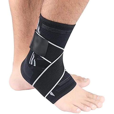 Strong Full 3D Weaving Ankle Support High Strength Compression Strapping for Double Support and Silicone Pads for Treble Support Non Slip Arthritis Injury Sprained Torn ligament (Black Grey, small) Cover