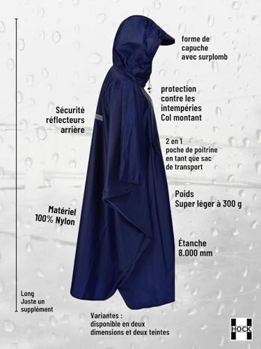 Cape de pluie 100% imperméable poncho extra long léger
