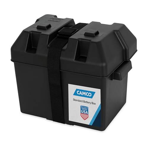 Camco Large Battery Box with Straps and Hardware - Group 27, 30, 31 |Safely Stores RV, Automotive,...