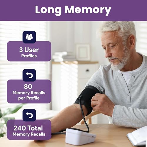 Blood Pressure Monitor for Home Use with Large Upper Arm Cuff - Automatic Talking Pulse and BP Machine with 240 Memory Recalls for 3 Users - Carrying Bag and Batteries Included, Backlit Digital LCD - Image 3