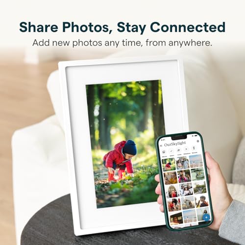 Image of Skylight Digital Picture Frame 2 - 10 inch Full HD Wi-Fi Touch Screen, 16GB Digital Photo Frame, Load Photos & Videos Directly from Phone, Anti-Glare - Ideal for Personalized Gifting, Classic White