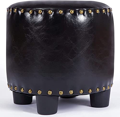 Ottoman en cuir PU noir au design rivet pour un salon raffiné - 2