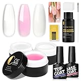 Coscelia Kit Gel Ricostruzione Unghie, 3 X 15ml Gel Unghie Ricostruzione Bianco Rosa Trasp...