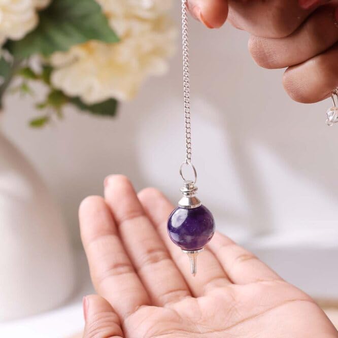 Natural Amethyst Healing Crystal Pendulum | Positive Gemstone Pendulum Dowser for Spiritual Practices | Healing Crystals for Reiki, Meditation, Chakra Balancing | Feng Shui Vastu Decor 4