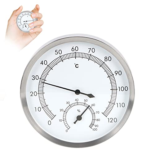 GAESHOW 2-in-1 Edelstahl Dampfbad Saunaraum Thermometer Hygrometer Thermo-Hygrometer Innenraumzubehör Cover