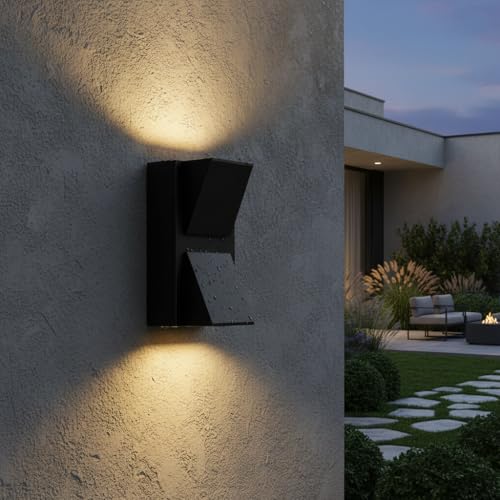 Image of Waterproof Up Down Led Wall Lamp,K Model Aluminium IP65 Body 1+1 Ray, Warm White, Indoor /Outdoor Decorative Wall Sconce Light (K-2)