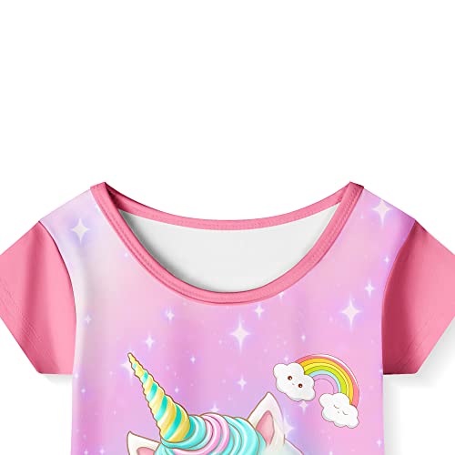 Lqsz Unicorn Girls Nightgown Short Sleeves Pajamas Princess Casual Dress For Girls 9 10T #TOP2