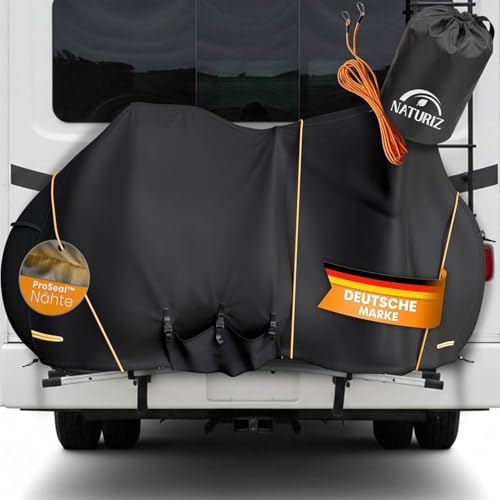 NATURIZ® Fahrradabdeckung Heckträger wasserdicht & reißfest - Fahrradschutzhülle mit 6m Spannseil - Fahrradplane für 2 Fahrräder - Ebike Transportschutz Set, Fahrradhülle, Bike Cover (2 Fahrräder)