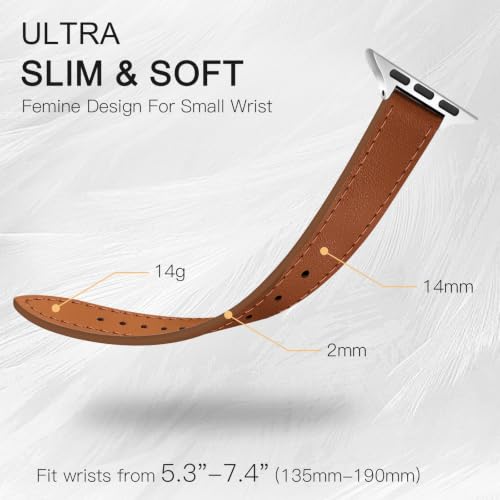 Image of JR.DM Slim Leather Bands Compatible with Apple Watch Band 38mm-49mm | Genuine Leather Thin Band Feminine Design Strap for Iwatch Ultra SE Series 11 10 9 8 7 6 5 4 3 2 1