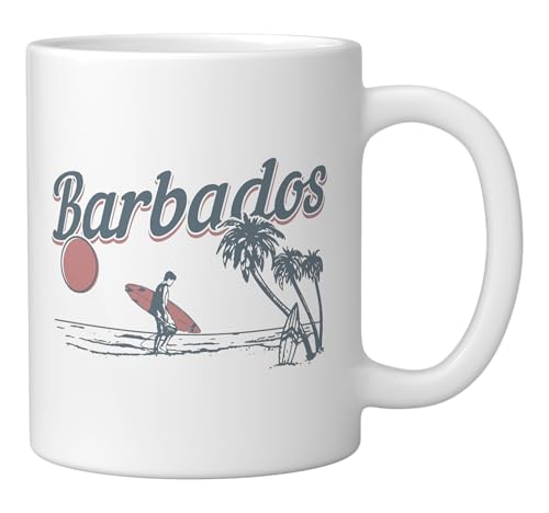 Taza de cerámica blanca 11 onzas Barbados Surf Vintage miniatura 2