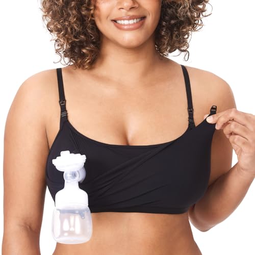 Image of MOMANDA Women's Hands Free Pumping Bra Patented All-in-One Nursing Bras for Breastfeeding Black X-Large