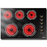 Disaenvir Upgraded 30 Electric Cooktop - 8600W High Power 5 Burners Electric Stove, Built-in 30 Inches Ceramic Stove Top Knob and Touch, Timer, Safety Lock, Timer, 220-240V Hard Wired (No Plug)