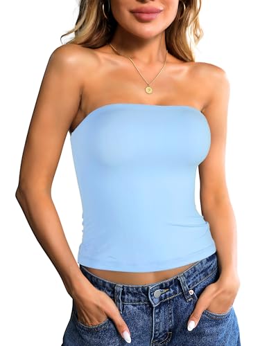 Image of Ibeauti Womens Tube Top Strapless Crop Tops Double Lined Sexy Y2K Going Out Off Shoulder Summer Top