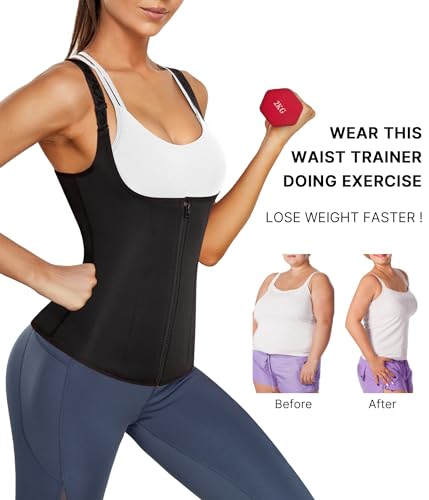 Nebility Waist Trainer for Women Corset Shapewear with Zipper Women's Waist Cincher Tank Top with Adjustable Straps2