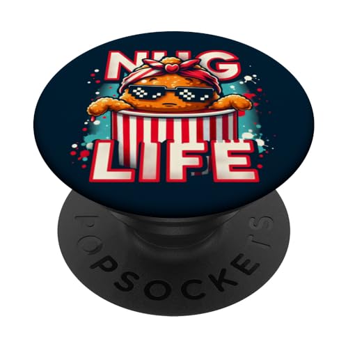 Nug Life Funny Chicken Nugget Travieso Comida rápida Snacks Juego de palabras PopSockets PopGrip Adhesivo