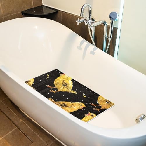 Tapis de bain antidérapant oiseaux peints à la main extra long