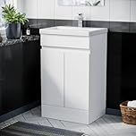 Nes Home White 500mm 100% Waterproof PVC Freestanding Bathroom Basin Vanity Unit