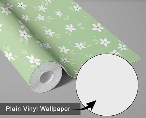 Papier Peint Vert Fleuri Soimoi 25x120 Pouces Autocollant Vinyle