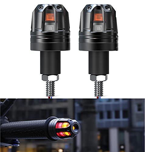 NEW DAFU Motorcycle Turn Signal + Daytime Running Lights(2 in 1), Bike Grip Bar Plug,Strobe Side Marker,LED Handlebar End Handle Plug Lamp - 2 Pack Yellow Red
