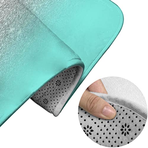 Badezimmerteppich-Set, 3-teilig, Blauer und silberner Glitzer, waschbare Badeteppiche, rutschfest, mit Rückenpolster, Konturteppich und Toilettendeckelbezug – Bild 5