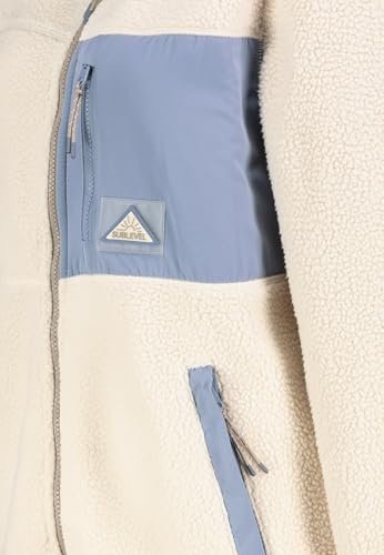 Sublevel Damen Teddy Fleece Jacke, Kuschelig Warm, Sherpa, Herbst Winter Outdoor, mit Reißverschluss und Kapuze, Standardlänge (DE/NL/SE/PL, Alphanumerisch, M, Regular, Regular, light beige)