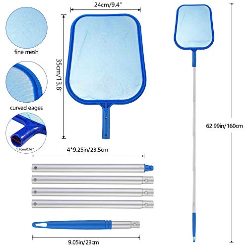 YUEWO Pool Skimmer Net with Pole for Cleaning, Leaf Skimmer Mesh Rake Net for Above Ground & Inground Swimming Pools, Pool Accessories and Supplies