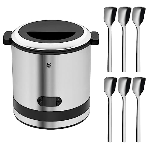 WMF Set 2-teilig Küchenminis 3in1 Eismaschine, Ice Maker für Frozen Joghurt, Sorbet und Eiscreme, Gefrierbehälter 300 m und Nuova Eislöffel Set 6-teilig, Eisschaufel 14 cm, Cromargan Edelstahl poliert
