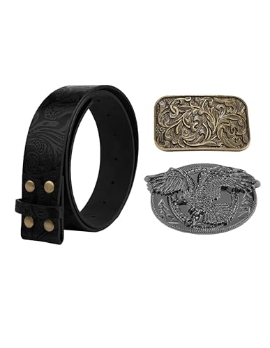 Scarlet Darkness Cowboy Western Belts for Men Women 2 Cowboy Buckles Country Cowgirl PU Leather Belt for Jeans2