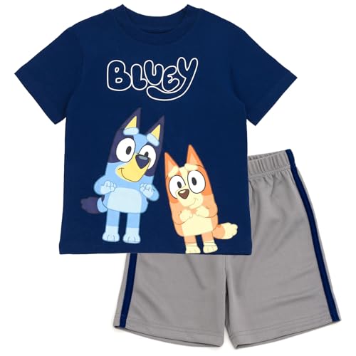 Bluey Bingo Infant Baby Boys T-Shirt and Mesh Shorts Outfit Set Blue/Silver 12 Months
