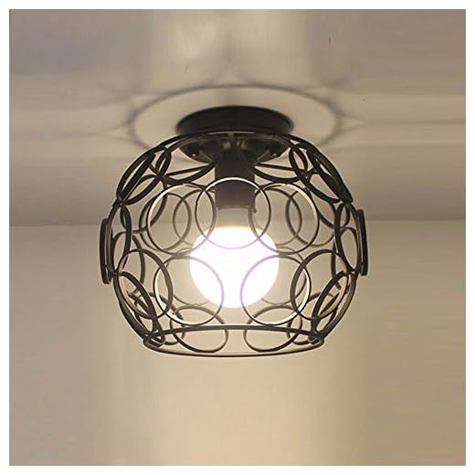 FGHOME Simple Plafonnier Luminaire Bar Comptoir Couloir Allées Hall d'entrée Balcon Rangement du cabinet Étude Chambre Lumières Fer Art Lampe Entrepôt Sphérique (C)