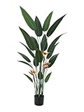5FT Artificial Bird of Paradise Plant – Faux Plant with 3 Blooming Tropical Flower& 19 Detachable Leaves – Perfect for Home, Office & Indoor/Outdoor Decor – Ideal Housewarming