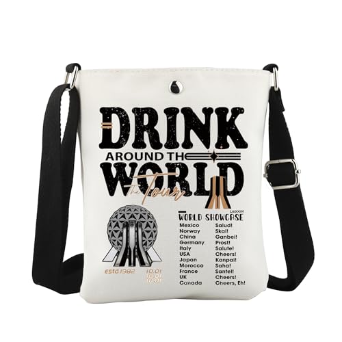 WCGXKO Drinking Around the World Crossbody Bag Drinking Squad Gift Food and Wine Festival Gift Epcot Food And Wine Gift