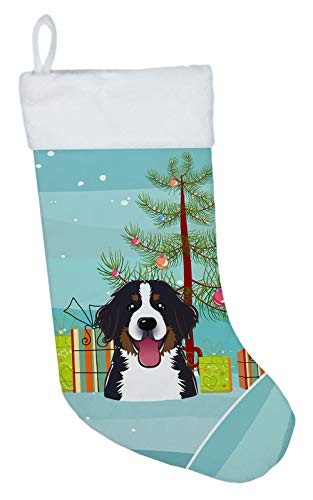 Caroline's Treasures BB1609CS Christmas Tree and Bernese Mountain Dog Christmas Stocking Fireplace Hanging Stockings Christmas Season Party Decor Family Holiday Decorations