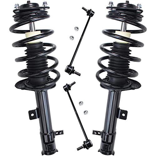 Detroit Axle - Front 4pc Struts Kit for 09-12 Dodge Caliber, 2 Struts & Coil Spring 2 Stabilizer Sway Bar End Links 2009 2010 2011 2012 Replacement Suspension