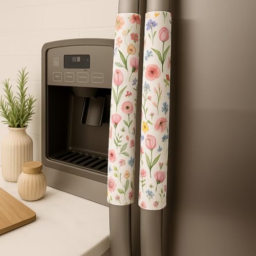 WWW.THROWPILLOW.IN Fridge Handle Covers, Set of 2|Spring Floral Printed Washable Fridge Handle Cover for Lg Samsung Fridge Refrigerator Door Handle Cover Kitchen Décor, 2 Piece