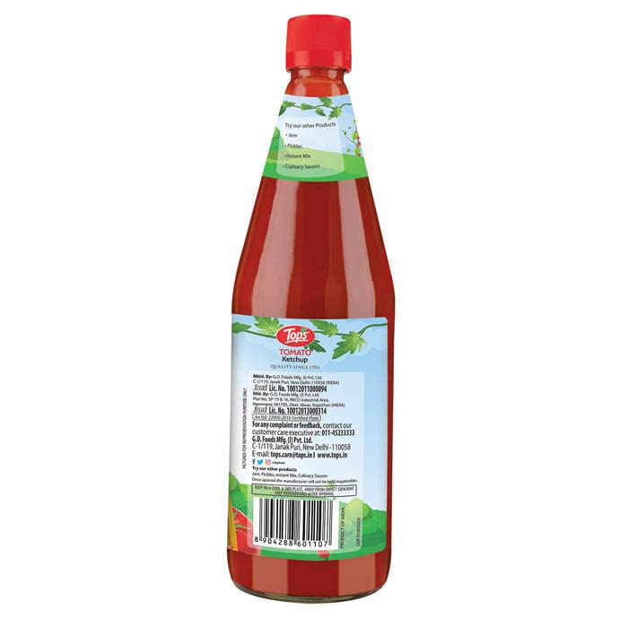 Image of TOPS Tomato Ketchup -1 Kg Glass Bottle | Made with the goodness of juicy hand-picked tomatoes | No Added Colour & Flavour.