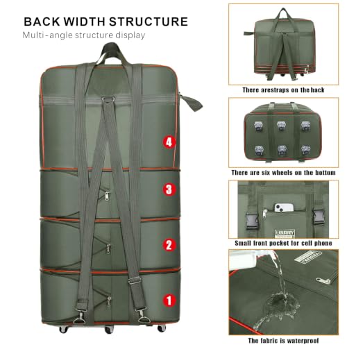 kooldaiwangwang Foldable Rolling Travel Duffel