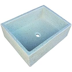 Fregadero Cocina Marmol Terrazos Cantalejo Plión Fregadero o Pila de Piedra parecida al Granito o mármol de 55 x 45,5 x 20,5 cm. (Blanca)