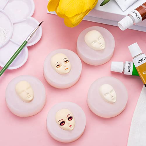 Pagow 5Pcs Human Face Silicone Girl Molds For Diy Chocolate Cake Fondant Biscuit Sugar Pudding Hard Candy Dessert Candle Polymer Clay Fondant Decoration Mould #TOP6