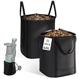 Biigdan 2 Stück 60L Groß Fangsack für Gartenhäcksler,Reißfester Ersatz Häcksler Garten Auffangbeutel mit Kordelzug,Universal Walzenhäcksler Laubsack Kompatibel mit Meisten IKRA ILH 3000 S,IMH & Güde