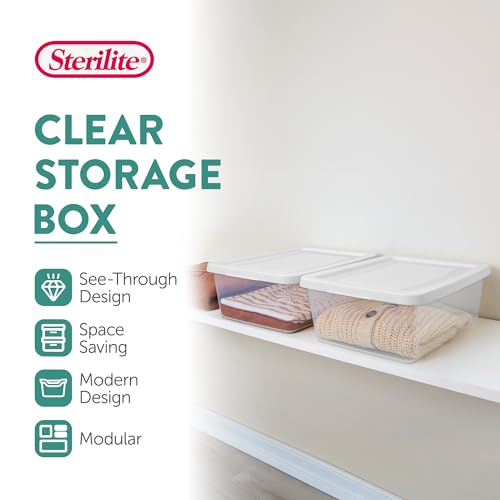 Image of Sterilite Storage Box Stackable Tote, White, 12 Quart, 60 Pack