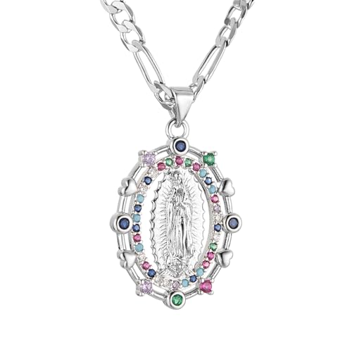 Collier de prière Vierge Marie et pendentif amulette Notre-Dame de Guadeloupe plaqué or