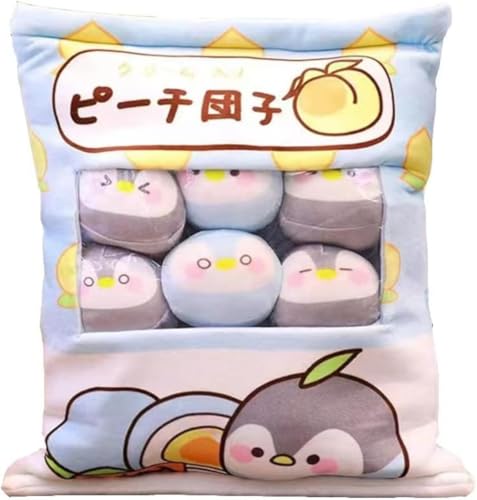 Arfobug インターネットセレブのスナックバッグ枕、大きな袋の小さな人形枕、ぬいぐるみ、キャンディークッション、ペンギン猫枕、クリスマスプレゼント(50*40cm 8個) (ペンギン)