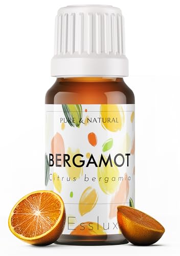 Image of Esslux Bergamot Essential Oil for Diffuser & Skin | 100% Natural Bergamot Oil for Hair, Aromatherapy, Shampoo & Soap Making | Uplifting Citrus Scent for a Refreshing Experience, 15 ML