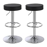 Relbiety Round Bar Stool Set of 2 PU Leather Adjustable Backless Counter Height Barstool, Modern Bar