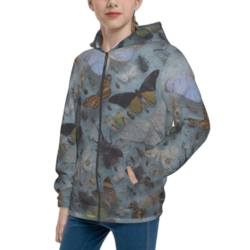 Butterfly and Beetle Kid Hoodies Boys Zip Up Sweatshirts Girls Pullover with Pocket
