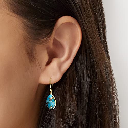 Ross-Simons Turquoise Drop Earrings in 10kt Yellow Gold2