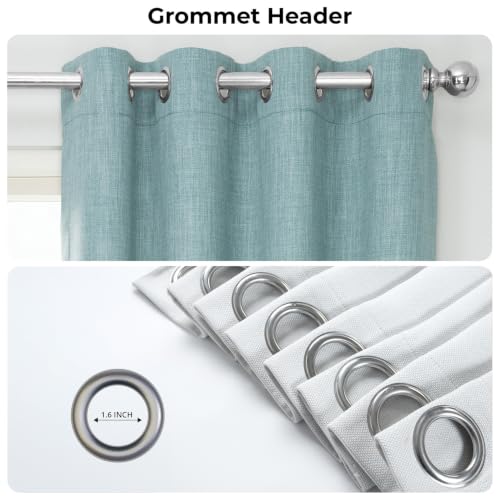 Image of HPD Half Price Drapes - Grommet Faux Linen Curtains for Living Room (1 Panel) - 50W X 84L - Textured Room Darkening Curtains for Bedroom 84 Inches Long - Drapes for Home Decor, Sea Thistle