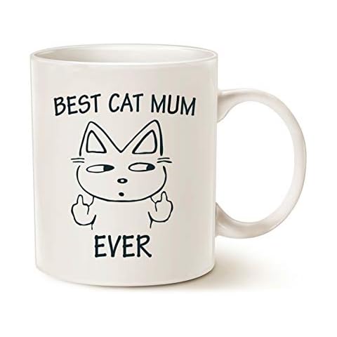 Funny Mother's Day Cat Mum Coffee Mug for Cat Lovers, Best Cat Mum Ever Best Cute Christmas Gifts for Mum Cup White, 11 Oz Cover
