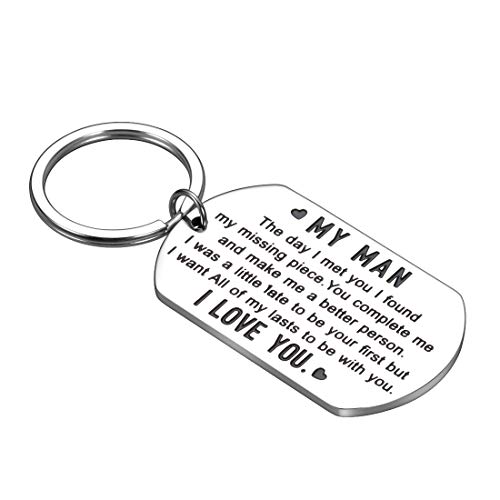 I Love You Keychain Anniversary Birthday Gifts for Him Men Husband To My Man Wedding Valentines Day Couples Gift for Boyfriend Hubby Fiance Groom from Her Wife Girlfriend Fiance Key Chain Jewelry